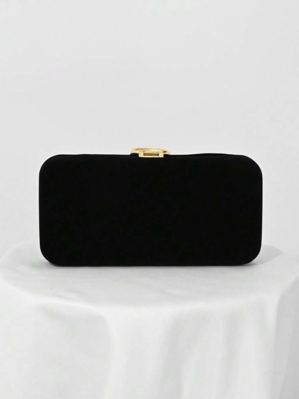 Black Velvet Clutch with Gold Snake Accent - Picture 5 of 7